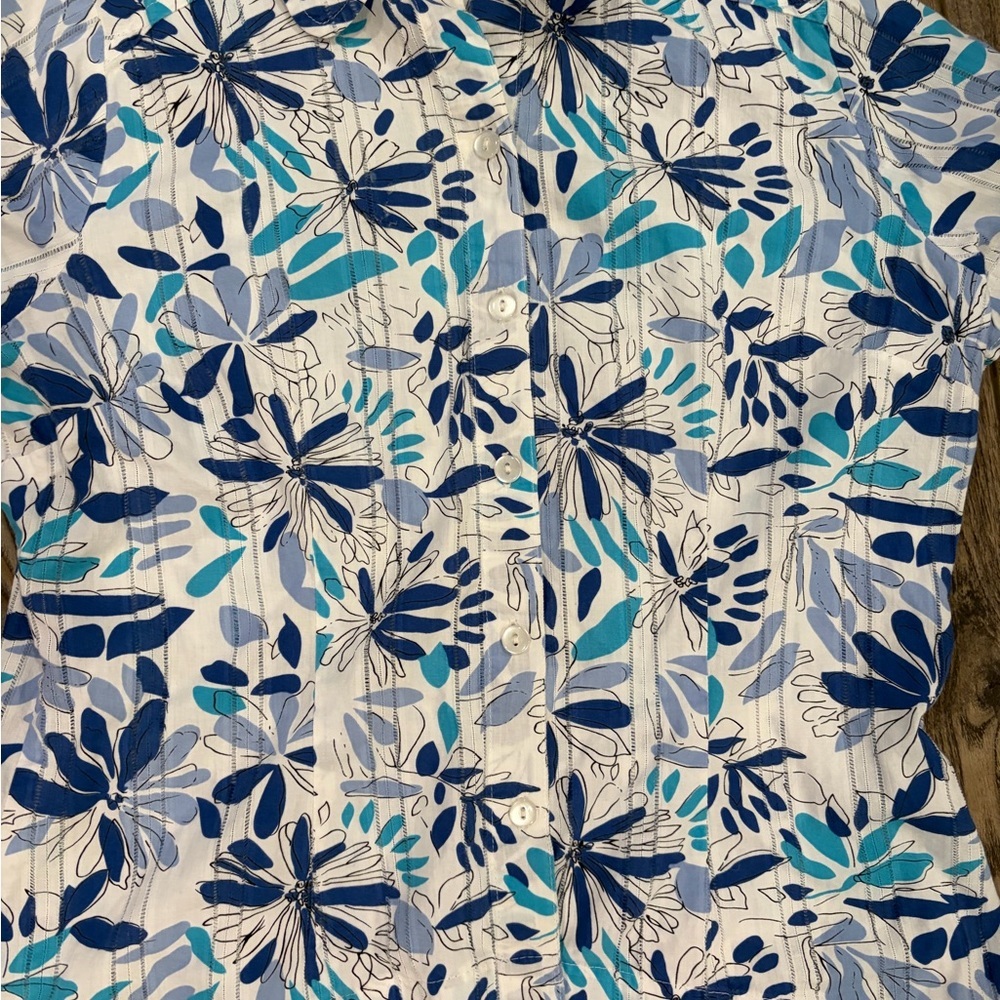 Carroll Reed Vintage Blue Floral Button-Up Shirt – Women’s Size 8 – 100% Cotton - Picture 5 of 10